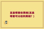 嵩县哪里收黄精(嵩县哪里可以收购黄精？)