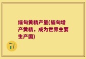 缅甸黄精产量(缅甸增产黄精，成为世界主要生产国)