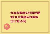 大冶市黄精头村拆迁规划(大冶黄精头村被拆迁计划公布)