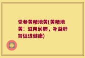 党参黄精地黄(黄精地黄：滋阴润肺，补益肝肾促进健康)