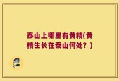 泰山上哪里有黄精(黄精生长在泰山何处？)