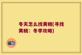 冬天怎么找黄精(寻找黄精：冬季攻略)