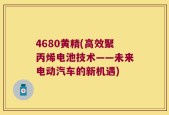 4680黄精(高效聚丙烯电池技术——未来电动汽车的新机遇)