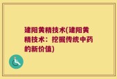建阳黄精技术(建阳黄精技术：挖掘传统中药的新价值)
