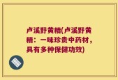 卢溪野黄精(卢溪野黄精：一味珍贵中药材，具有多种保健功效)