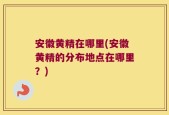 安徽黄精在哪里(安徽黄精的分布地点在哪里？)