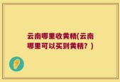 云南哪里收黄精(云南哪里可以买到黄精？)