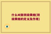 什么叫做初级黄精(初级黄精的定义及作用)