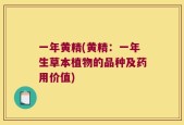 一年黄精(黄精：一年生草本植物的品种及药用价值)