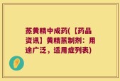 蒸黄精中成药(【药品资讯】黄精蒸制剂：用途广泛，适用症列表)