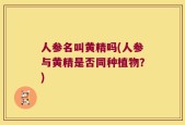 人参名叫黄精吗(人参与黄精是否同种植物？)