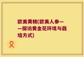 欧美黄精(欧美人参——探访黄金花环境与栽培方式)