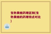 生熟黄精药理区别(生熟黄精的药理特点对比)