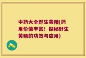 中药大全野生黄精(药用价值丰富！探秘野生黄精的功效与应用)