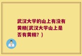 武汉大学的山上有没有黄精(武汉大学山上是否有黄精？)