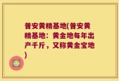 普安黄精基地(普安黄精基地：黄金地每年出产千斤，又称黄金宝地)