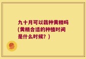 九十月可以栽种黄精吗(黄精合适的种植时间是什么时候？)