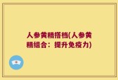 人参黄精搭档(人参黄精组合：提升免疫力)