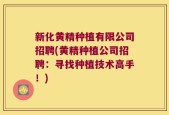 新化黄精种植有限公司招聘(黄精种植公司招聘：寻找种植技术高手！)