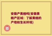 安徽产黄精吗(安徽黄精产区域：了解黄精的产地和生长环境)
