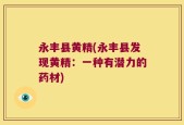 永丰县黄精(永丰县发现黄精：一种有潜力的药材)