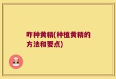 咋种黄精(种植黄精的方法和要点)