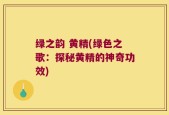 绿之韵 黄精(绿色之歌：探秘黄精的神奇功效)