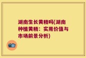 湖南生长黄精吗(湖南种植黄精：实用价值与市场前景分析)