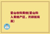霍山收购黄精(霍山购入黄精产区，开辟新局面)