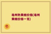 亳州熟黄精价格(亳州黄精价格一览)