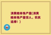 滇黄精单株产量(滇黄精单株产量惊人，农民追捧！)