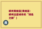 郴州黄精苗(黄精苗：郴州这座城市的“绿色之肺”)