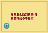 冬天怎么找到黄精(寻找黄精的冬季指南)