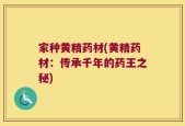 家种黄精药材(黄精药材：传承千年的药王之秘)