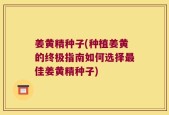 姜黄精种子(种植姜黄的终极指南如何选择最佳姜黄精种子)