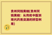 贵州何钱黄精(贵州何钱黄精：从传统中医到现代药用资源的转型利用)
