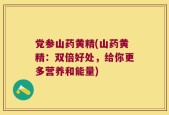 党参山药黄精(山药黄精：双倍好处，给你更多营养和能量)