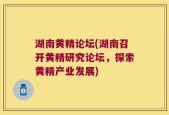 湖南黄精论坛(湖南召开黄精研究论坛，探索黄精产业发展)