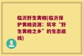 临沂野生黄精(临沂保护黄精资源：筑牢“野生黄精之乡”的生态底线)