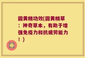 圆黄精功效(圆黄精草：神奇草本，有助于增强免疫力和抗疲劳能力！)