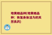 地黄精品种(地黄精品种：恢复身体活力的天然良药)