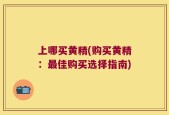 上哪买黄精(购买黄精：最佳购买选择指南)