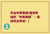 天台坤黄黄精(重现神秘的“坤黄黄精”：探秘天台奇迹！)