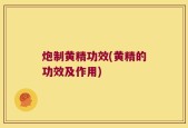 炮制黄精功效(黄精的功效及作用)