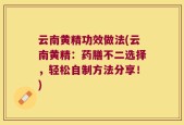 云南黄精功效做法(云南黄精：药膳不二选择，轻松自制方法分享！)