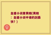 金庸小说里黄精(黄精：金庸小说中谁的剑最快？)