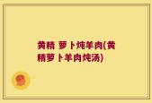 黄精 萝卜炖羊肉(黄精萝卜羊肉炖汤)