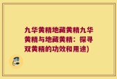 九华黄精地藏黄精九华黄精与地藏黄精：探寻双黄精的功效和用途)