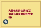 大量收购野生黄精(公司宣布大量收购野生黄精)
