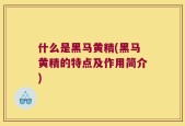 什么是黑马黄精(黑马黄精的特点及作用简介)